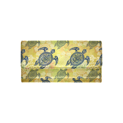 Hawaiian Turtle Tribal Design Print Women's Trifold Wallet