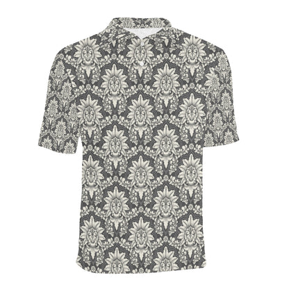 Damask Elegant Print Pattern Men Polo Shirt