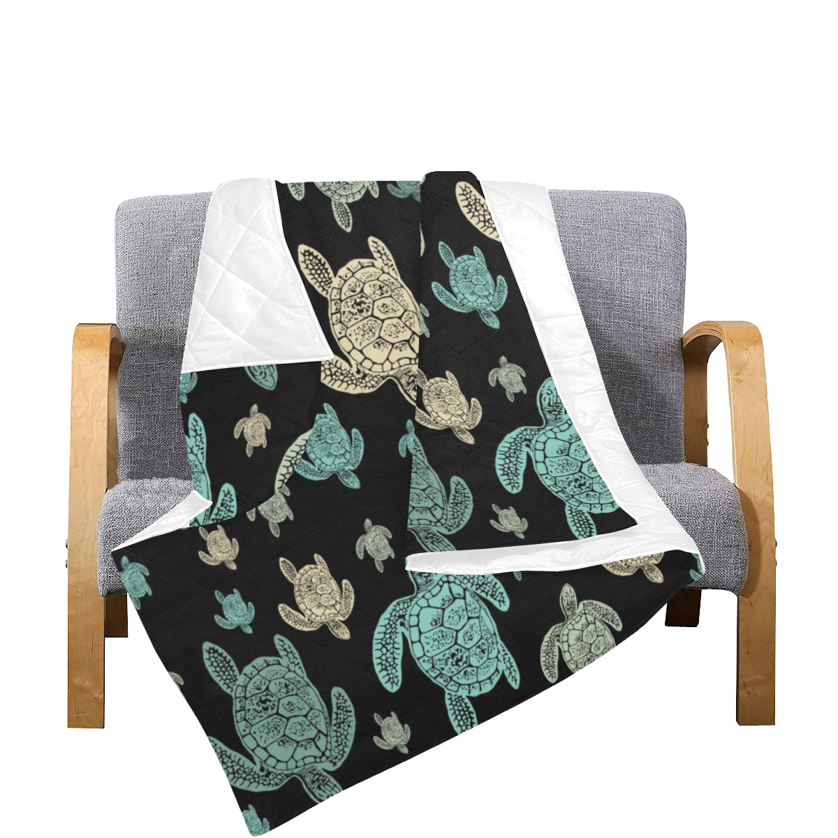 Sea Turtle Stamp Pattern Premium Quilt