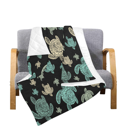 Sea Turtle Stamp Pattern Premium Quilt
