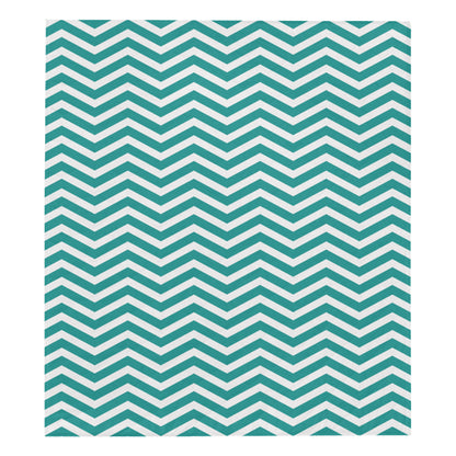 Chevron Teal Pattern Print Design 02 Premium Quilt