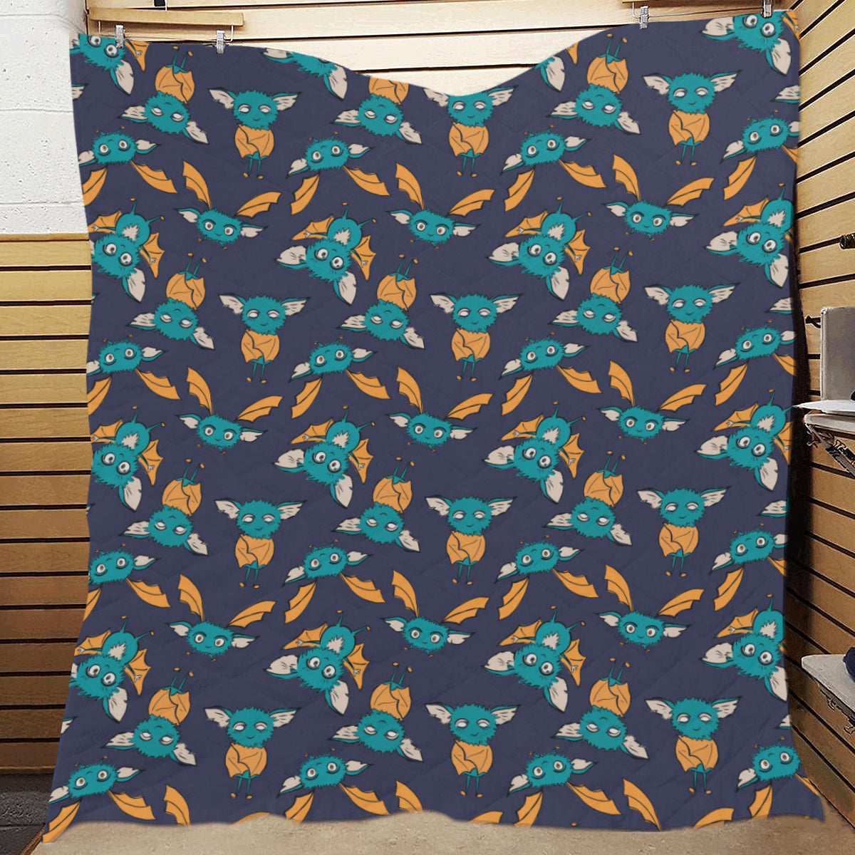 Bat Pattern Print Design 07 Premium Quilt