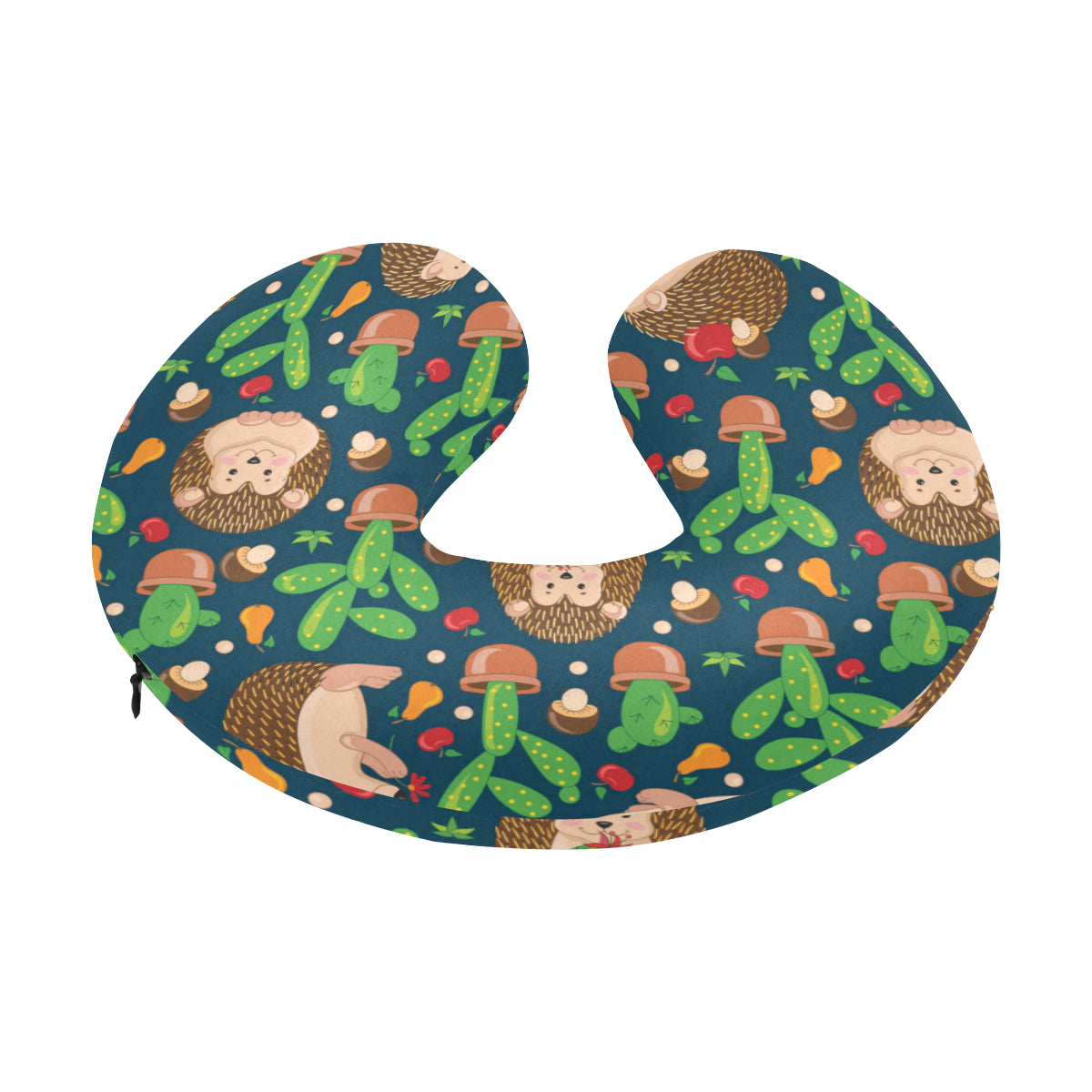 Hedgehog Cactus Pattern Print Design 04 U-Shaped Travel Neck Pillow