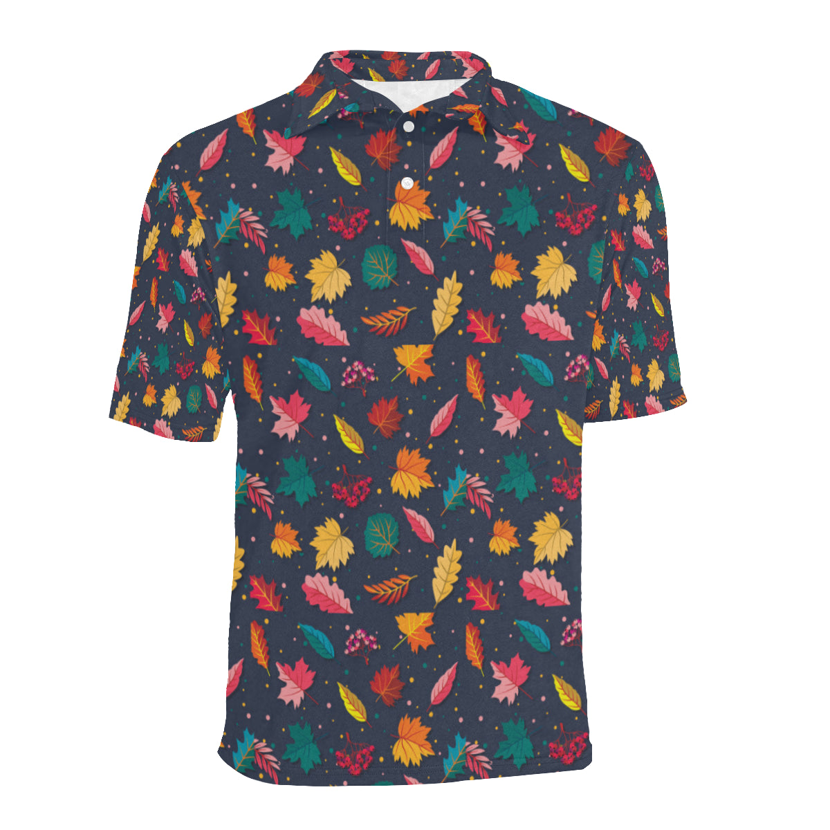 Elm Leave Colorful Print Pattern Men Polo Shirt