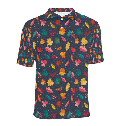 Elm Leave Colorful Print Pattern Men Polo Shirt