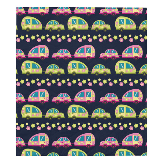 Camper Cute Camping Design No 3 Print Premium Quilt