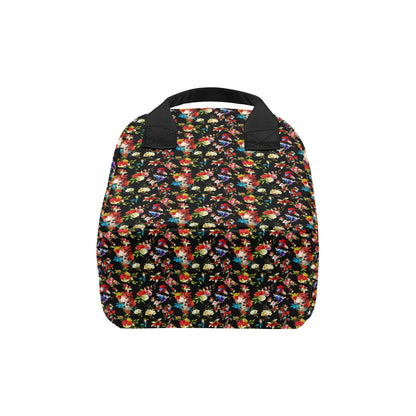 Skull Roses Flower Design Themed Print Insulated Lunch Bag