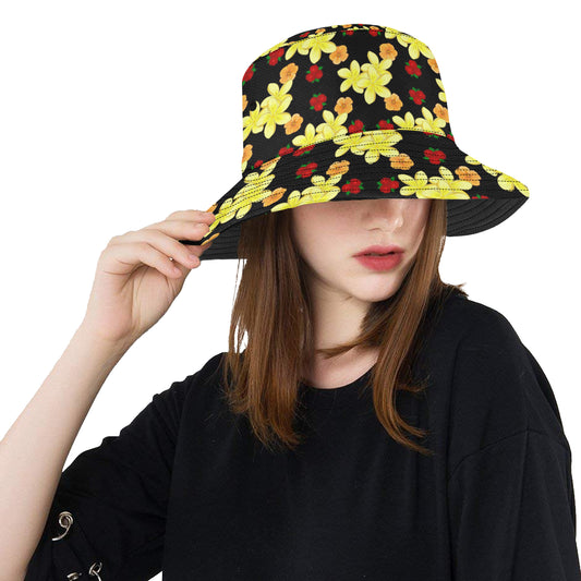 Yellow Plumeria Pattern Print Design PM04 Unisex Bucket Hat