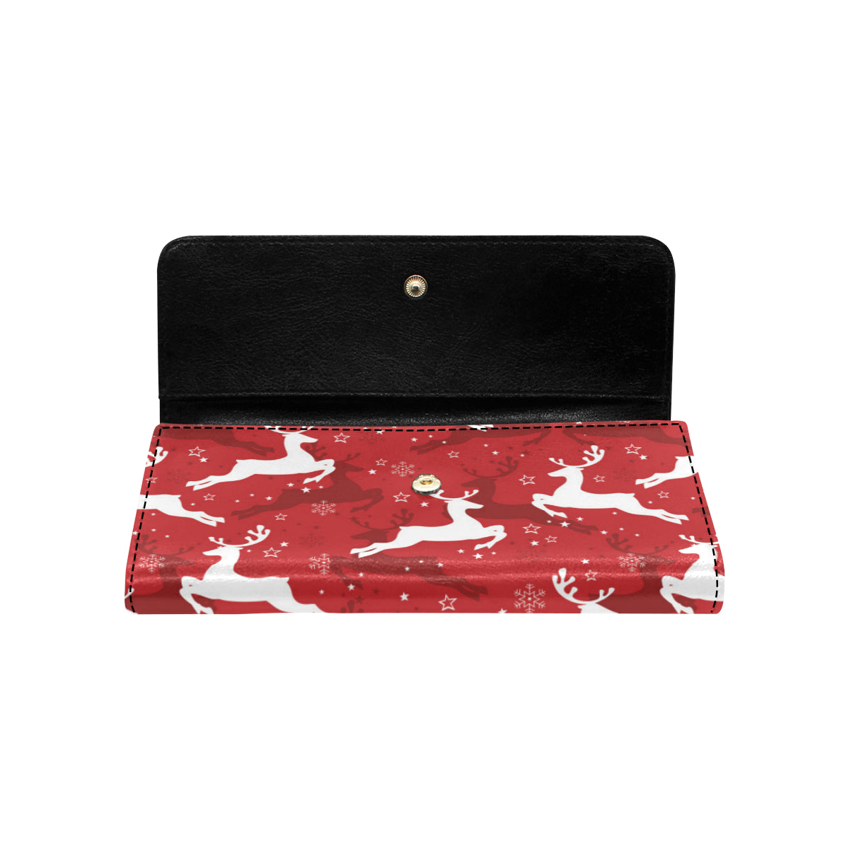 Reindeer Red Pattern Print Design 01 Women's Trifold Wallet