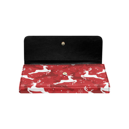 Reindeer Red Pattern Print Design 01 Women's Trifold Wallet