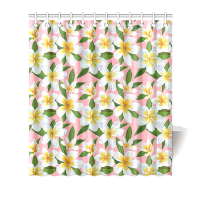 White Plumeria Pattern Print Design PM011 Shower Curtain