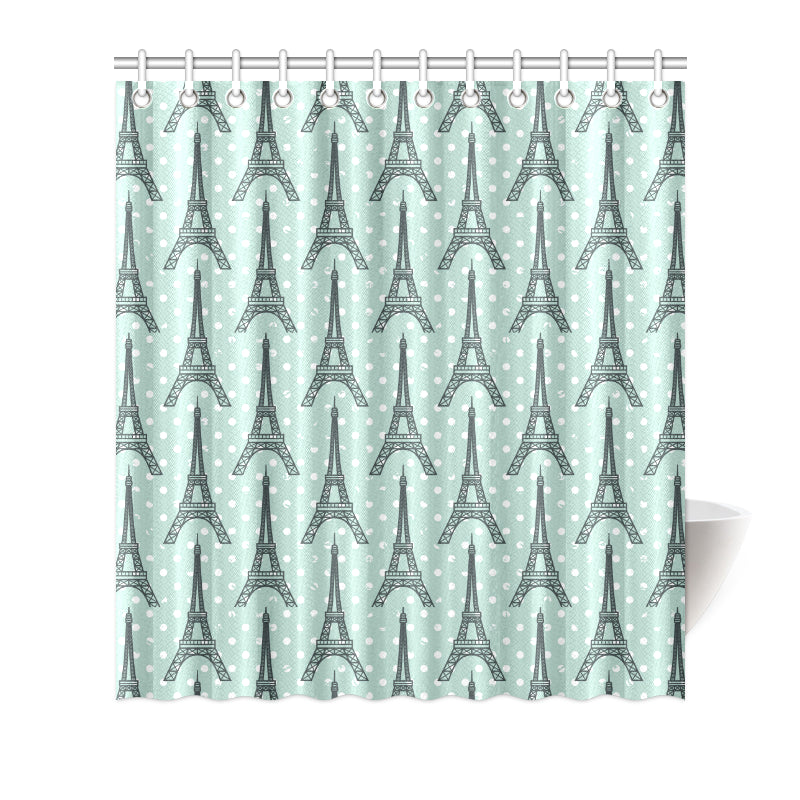 Eiffel Tower Polka Dot Print Shower Curtain