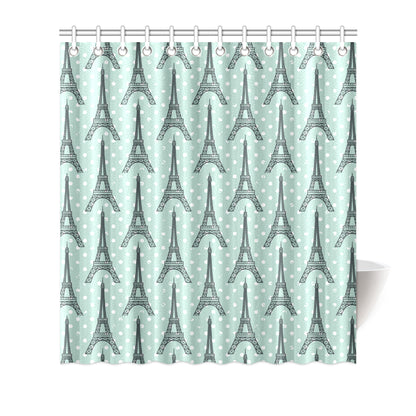 Eiffel Tower Polka Dot Print Shower Curtain