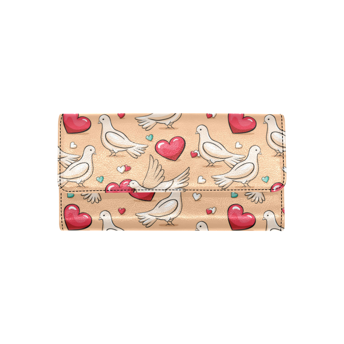Pigeon Heart Pattern Print Design 04 Women's Trifold Wallet