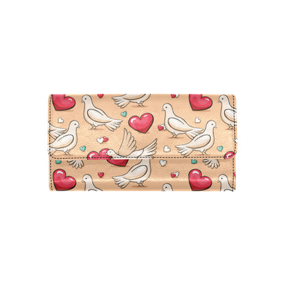 Pigeon Heart Pattern Print Design 04 Women's Trifold Wallet