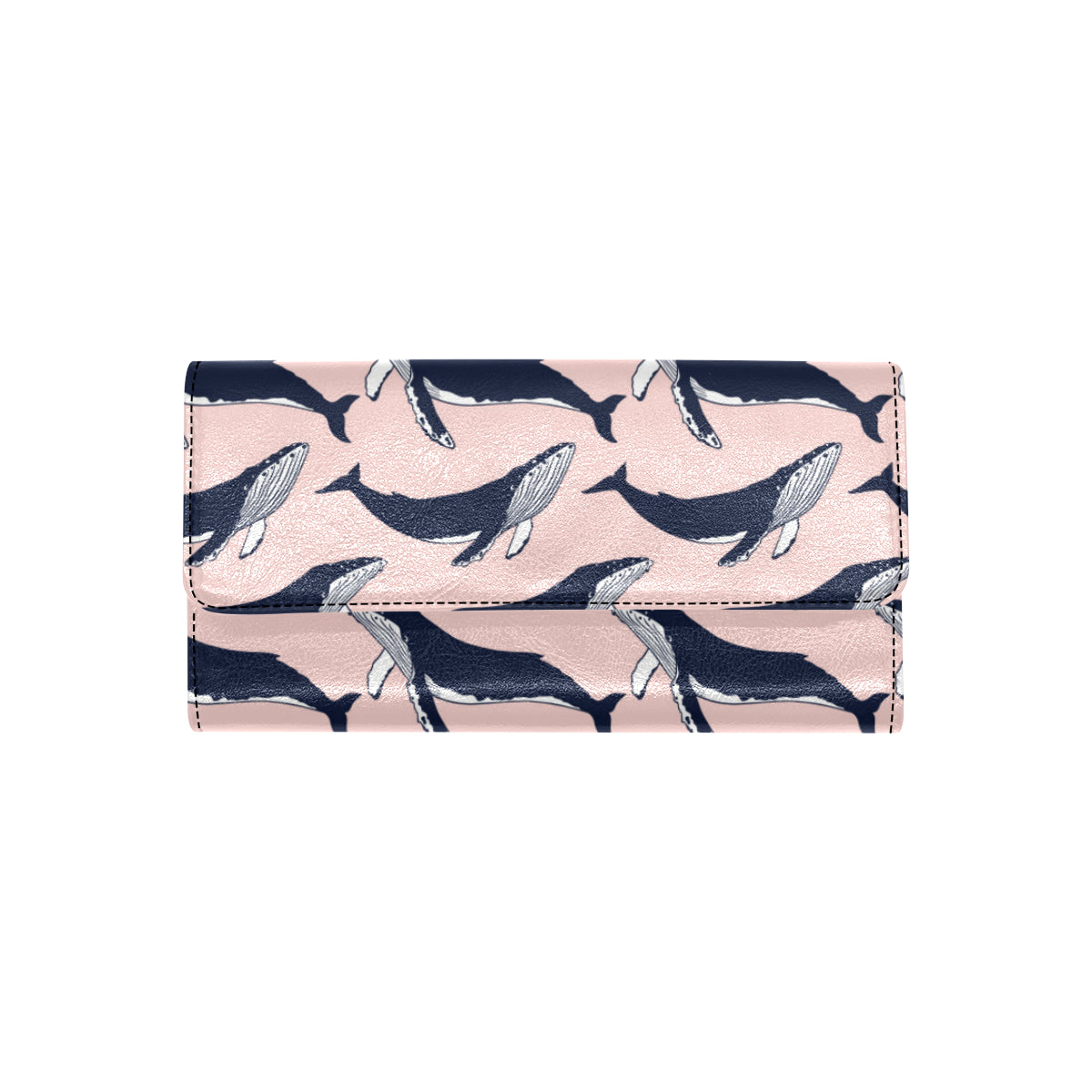 Humpback Whale Pattern Print Design 02 Women's Trifold Wallet