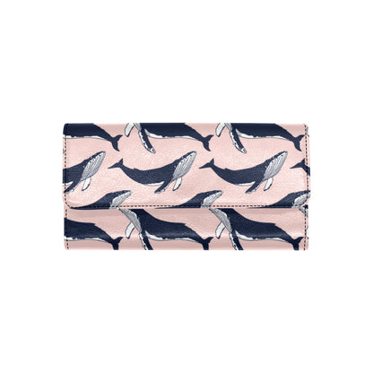 Humpback Whale Pattern Print Design 02 Women's Trifold Wallet