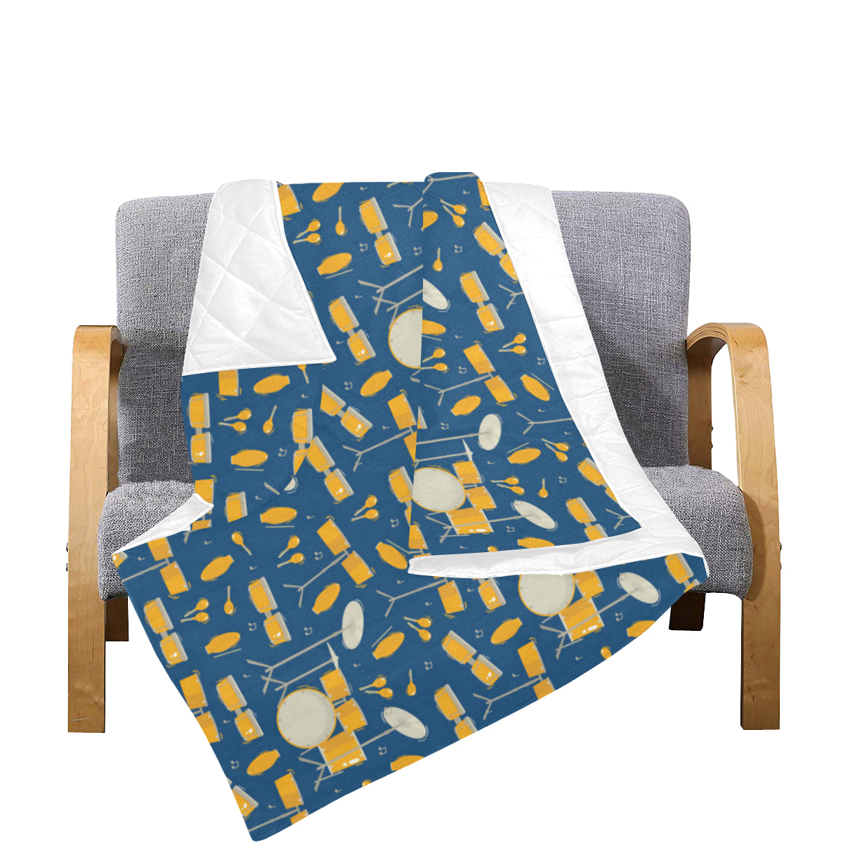Drum Set Pattern Print Design 03 Premium Quilt