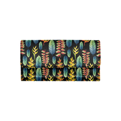 Heliconia Pattern Print Design HL03 Women's Trifold Wallet