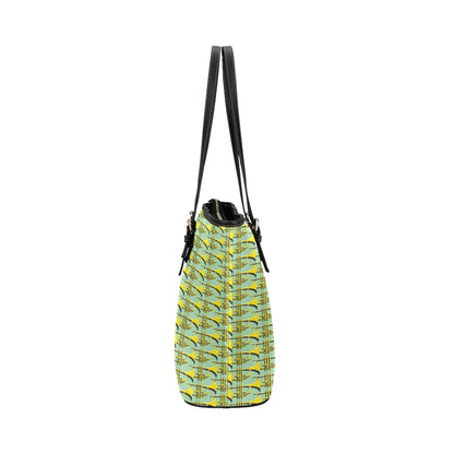 Trumpet Vintage Design Print Leather Tote Bag