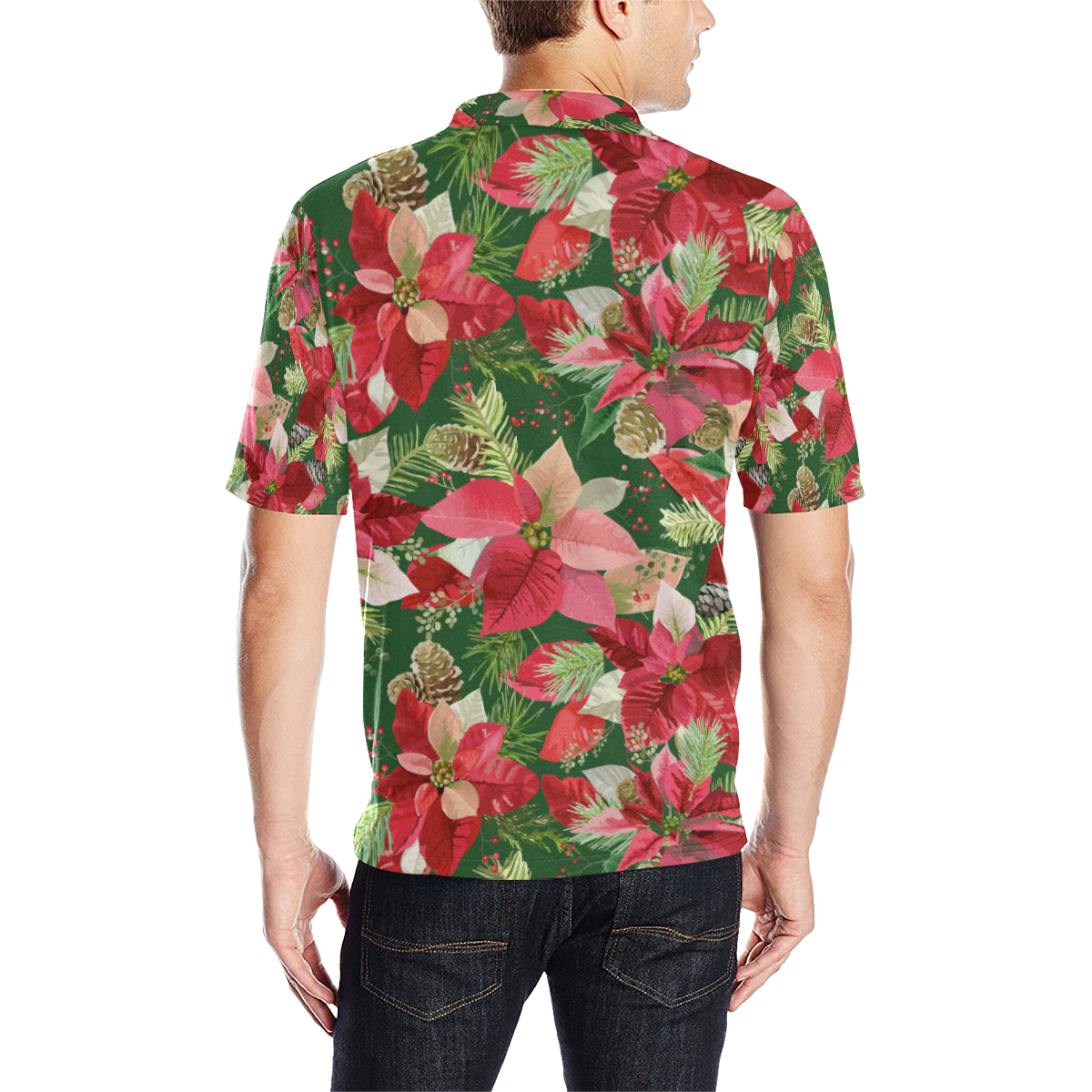Poinsettia Pattern Print Design POT03 Men Polo Shirt