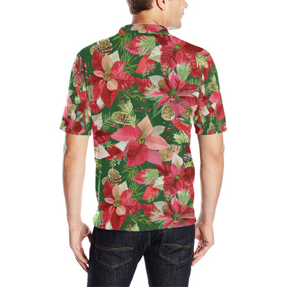 Poinsettia Pattern Print Design POT03 Men Polo Shirt