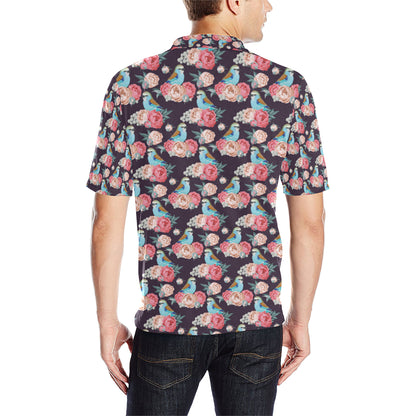 Bluebird Pattern Print Design 02 Men Polo Shirt