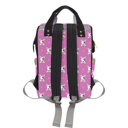 Bull Terrier Happy Print Pattern Diaper Bag Backpack