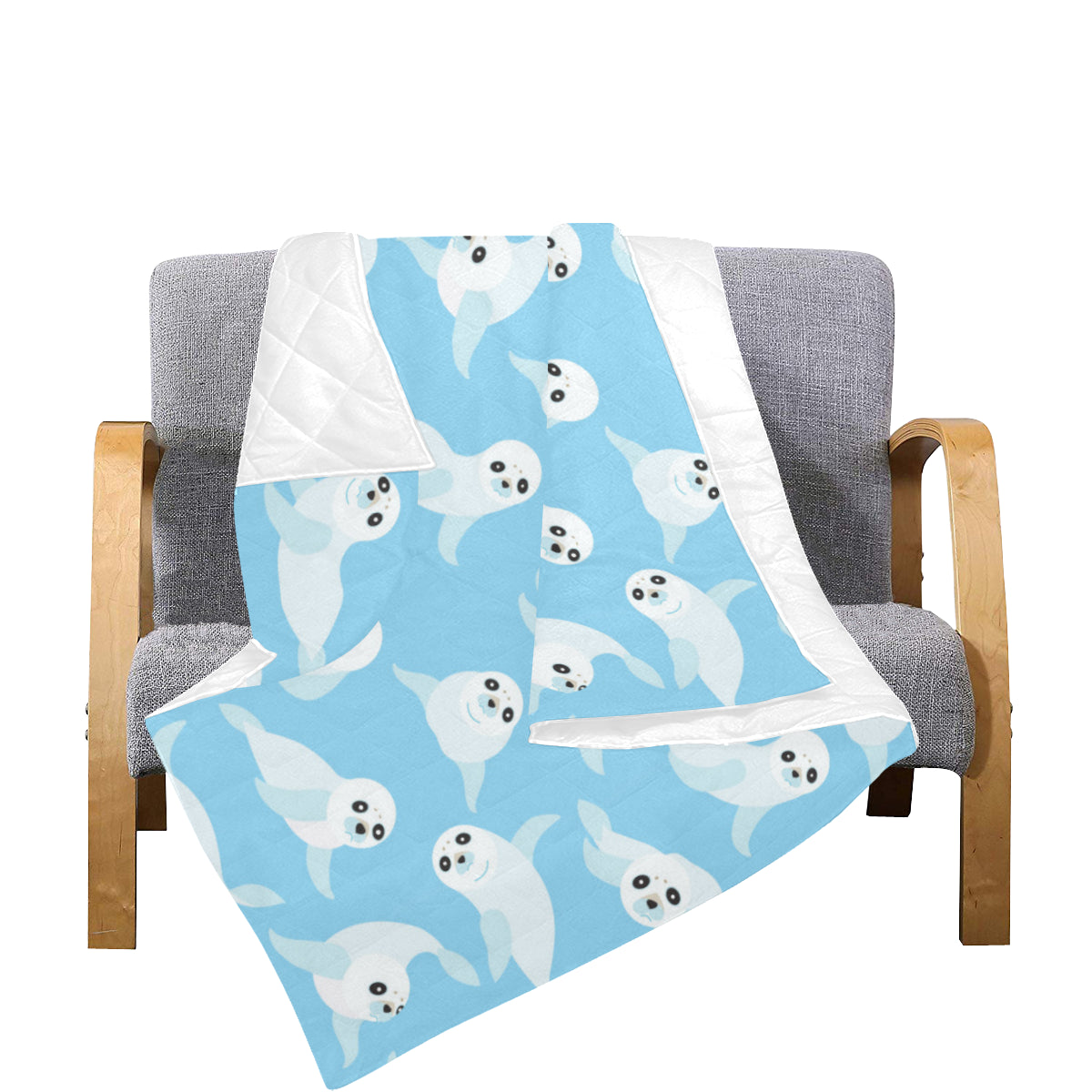 Sea Lion Cute Pattern Print Design 03 Premium Quilt