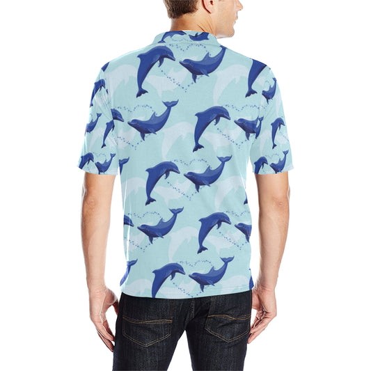 Dolphin Heart Pattern Men Polo Shirt
