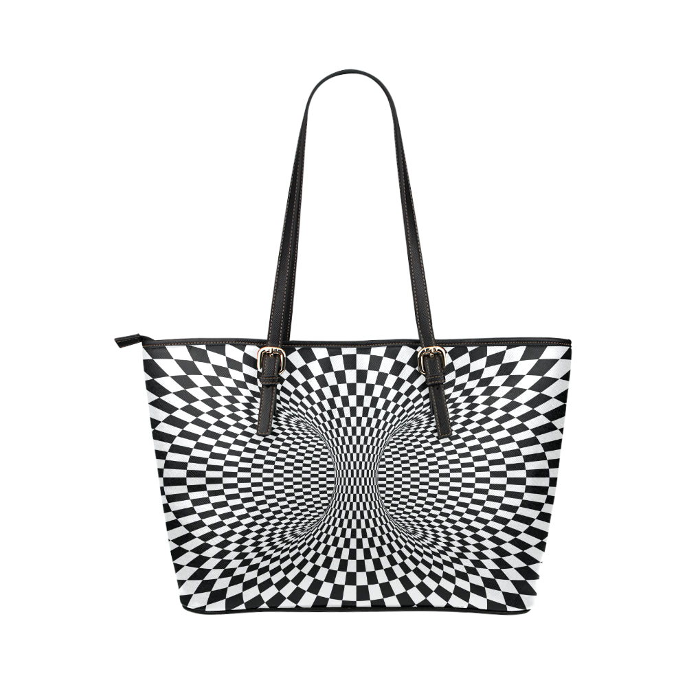 Optical illusion Projection Torus Leather Tote Bag