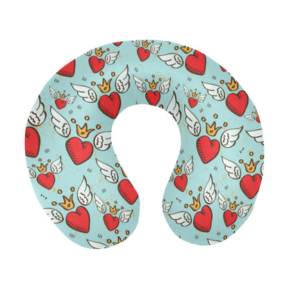 Angel Wings Heart Pattern Print Design 02 U-Shaped Travel Neck Pillow