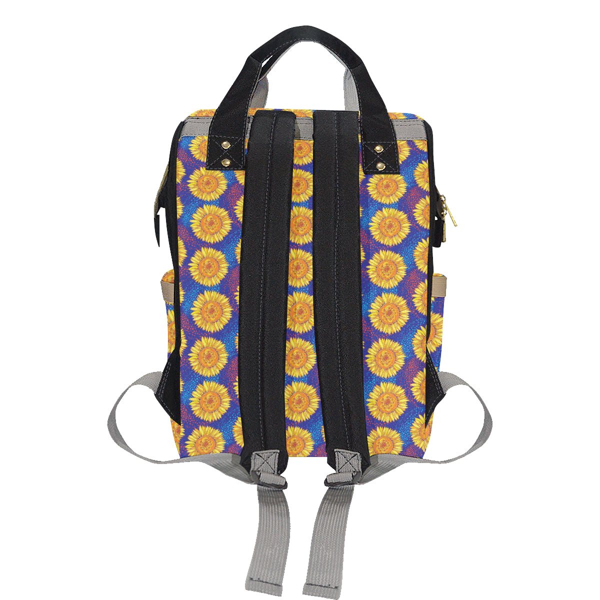 Sunflower Hand Drawn Style Print Diaper Bag Backpack