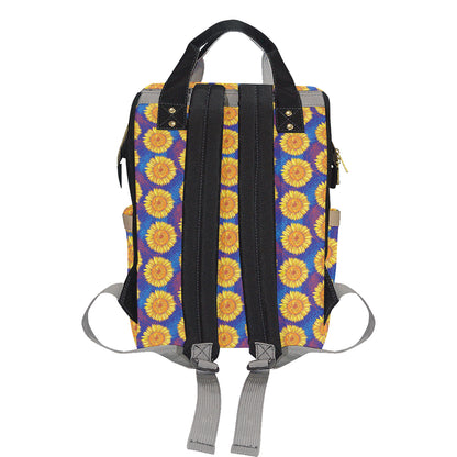 Sunflower Hand Drawn Style Print Diaper Bag Backpack