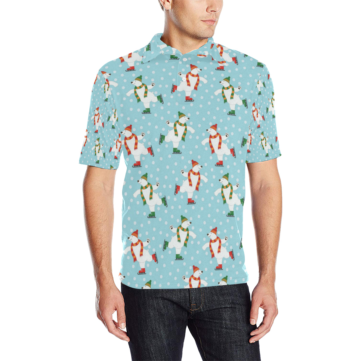Polar Bear Pattern Print Design PB07 Men Polo Shirt