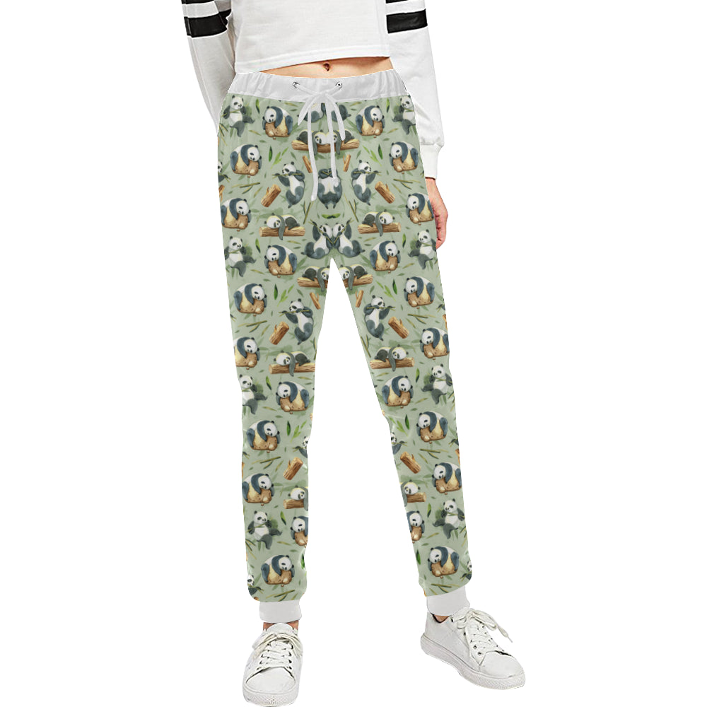 Panda Bear Design Bamboo Print Unisex Sweatpants
