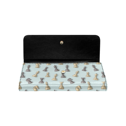 Chess Pattern Print Design 02 Women's Trifold Wallet