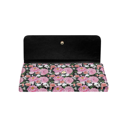 Dahlia Pattern Print Design 02 Women's Trifold Wallet