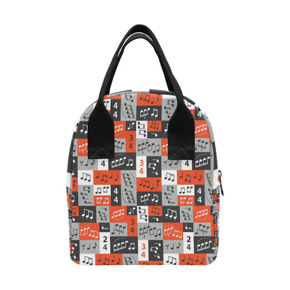 Music Note Design Themed Print Insulated Lunch Bag