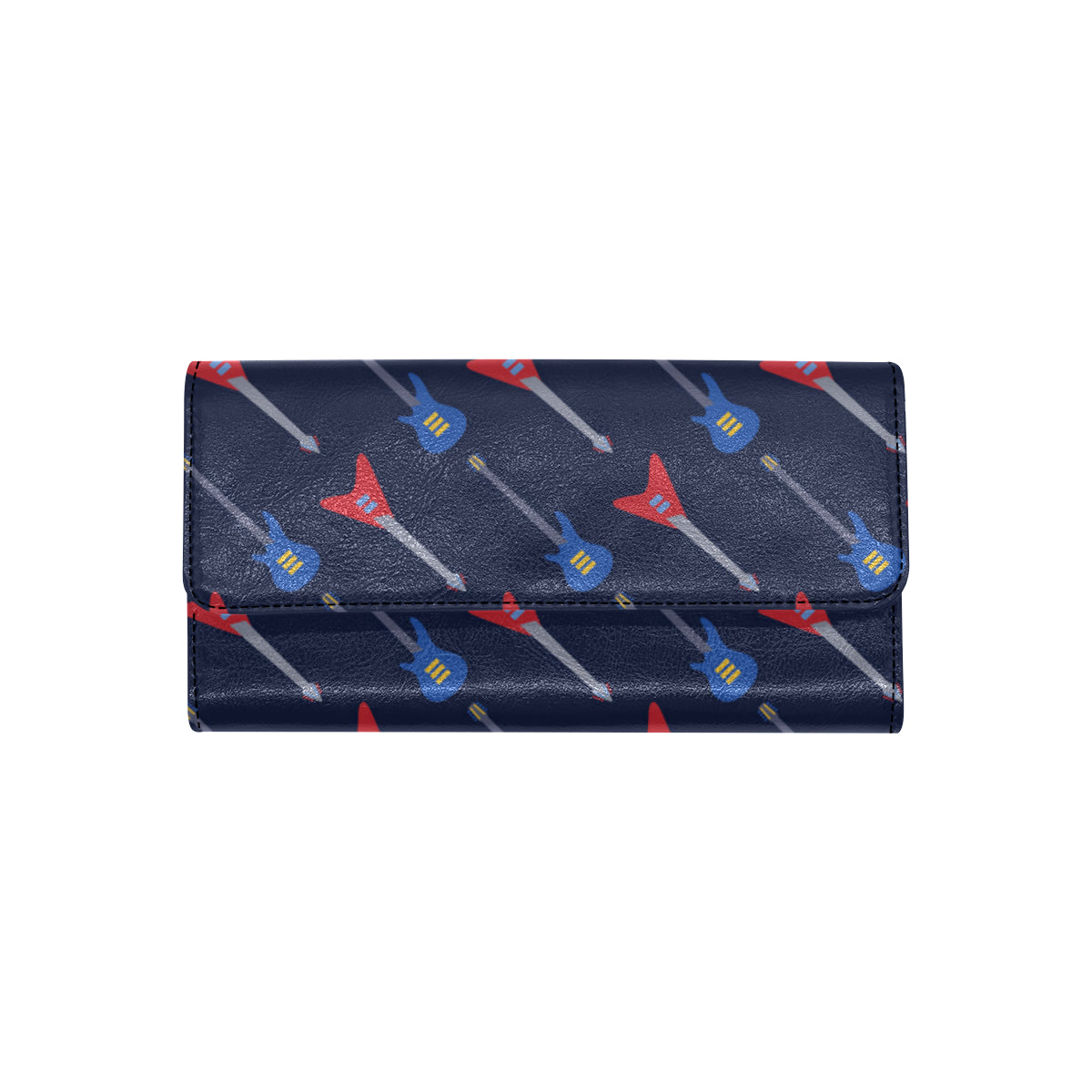 Electric Guitar Pattern Print Design 01 Women's Trifold Wallet