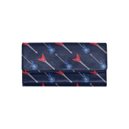 Electric Guitar Pattern Print Design 01 Women's Trifold Wallet