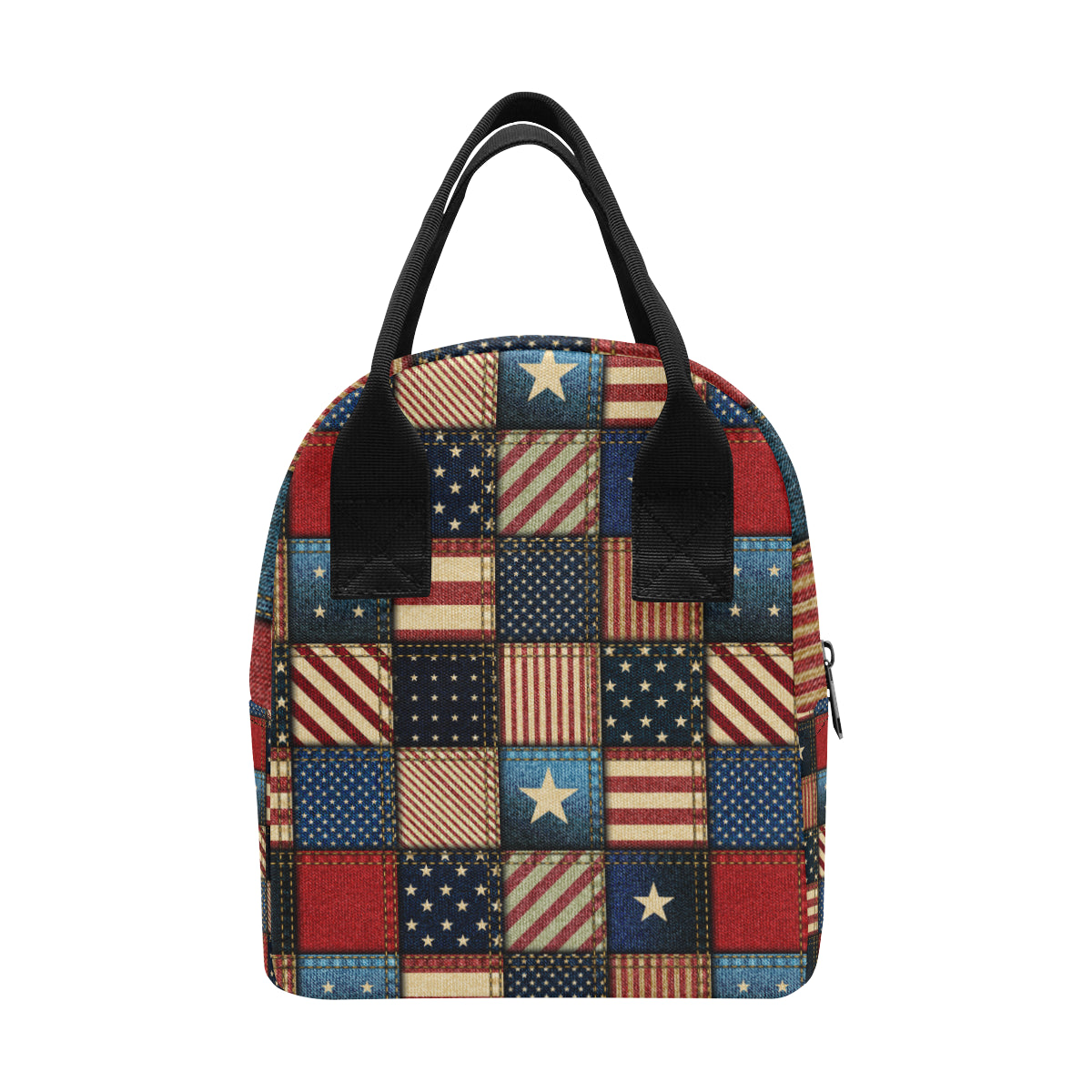 American flag Patchwork Design Insulated Lunch Bag