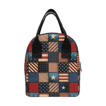 American flag Patchwork Design Insulated Lunch Bag