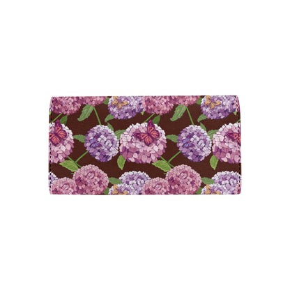 Hydrangea Pattern Print Design HD08 Women's Trifold Wallet