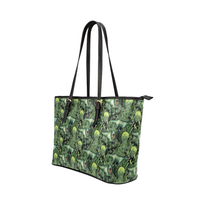 Dinosaur T Rex Print Pattern Leather Tote Bag