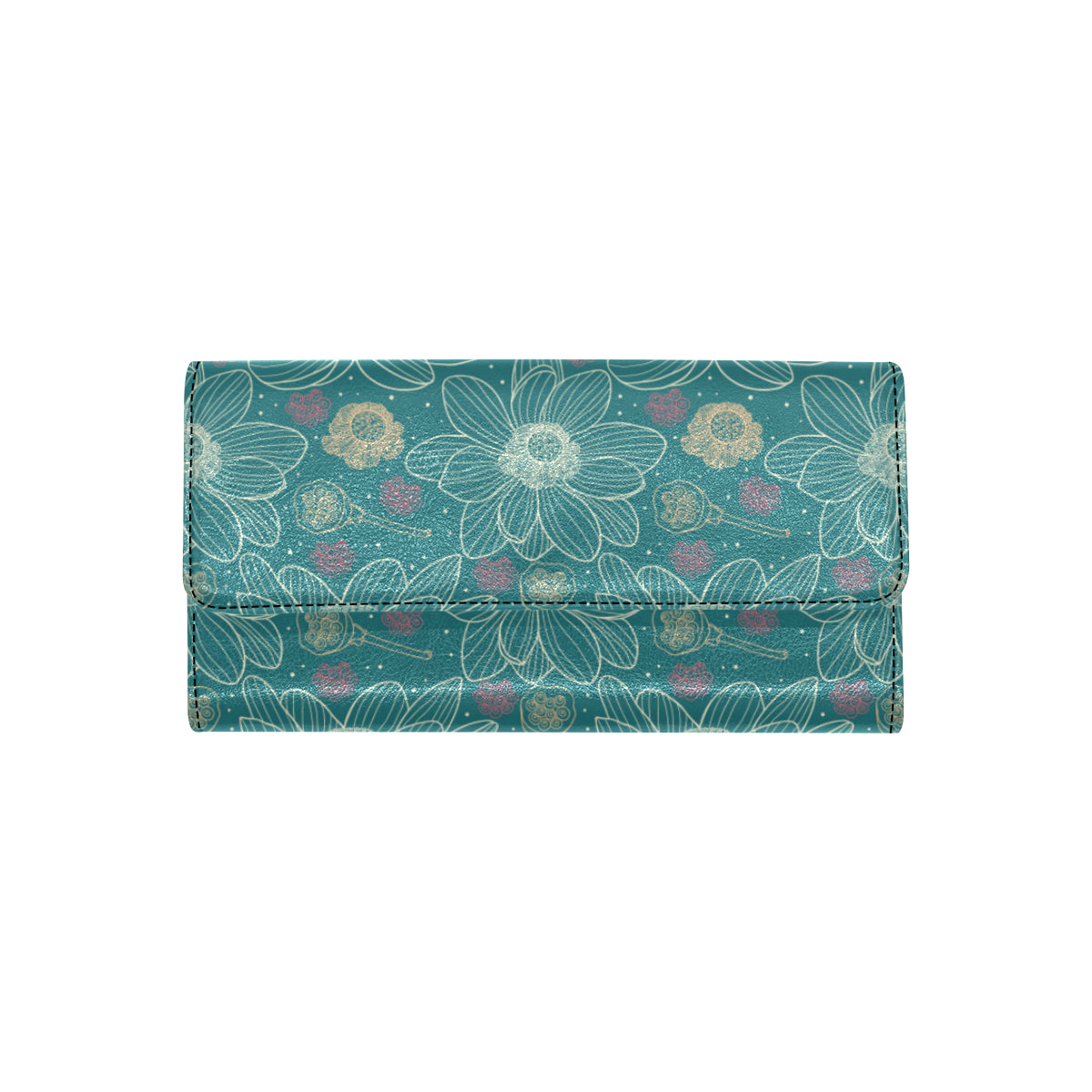 Lotus Pattern Print Design 01 Women's Trifold Wallet