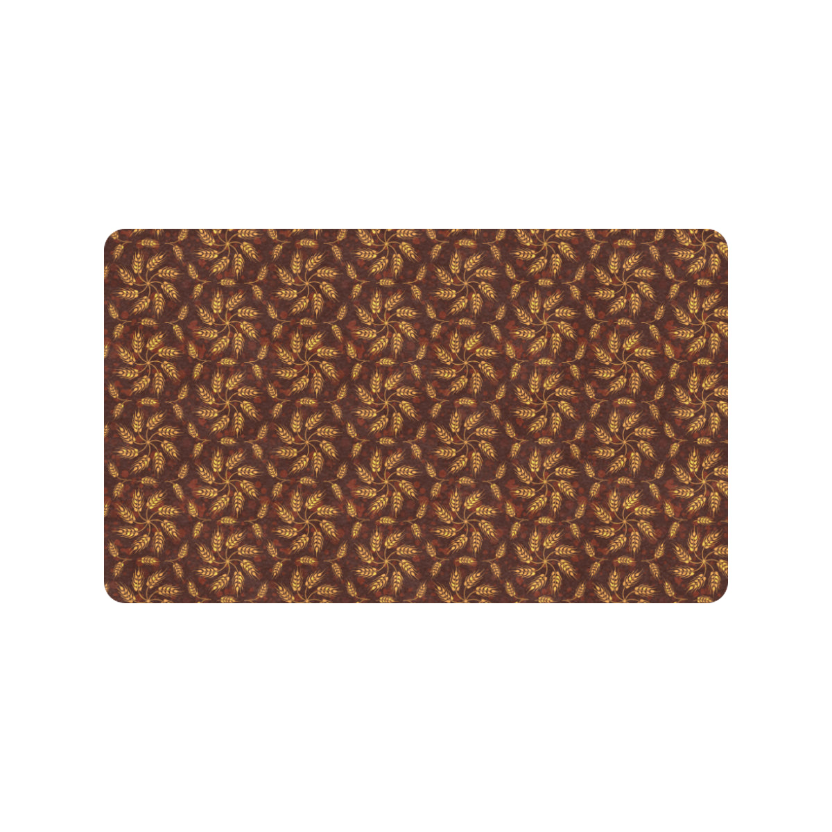 Agricultural Brown Wheat Print Pattern Rubber Doormat