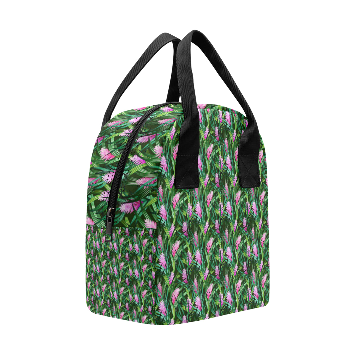 Tropical Folower Pink Heliconia Print Insulated Lunch Bag
