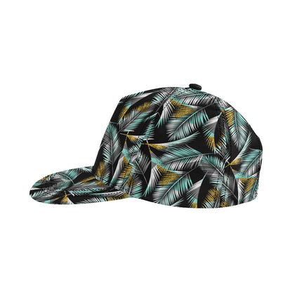 Gold Glitter Cyan Tropical Palm Leaves Snapback Cap