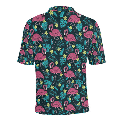 Flamingo Print Pattern Men Polo Shirt
